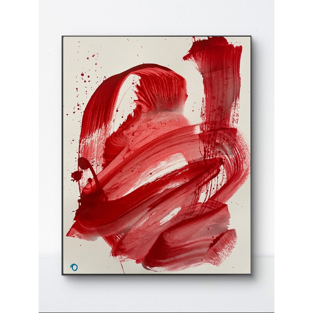 OMAN Original Abstract Expressionist Painting Red Monochromatic Impasto 11x14